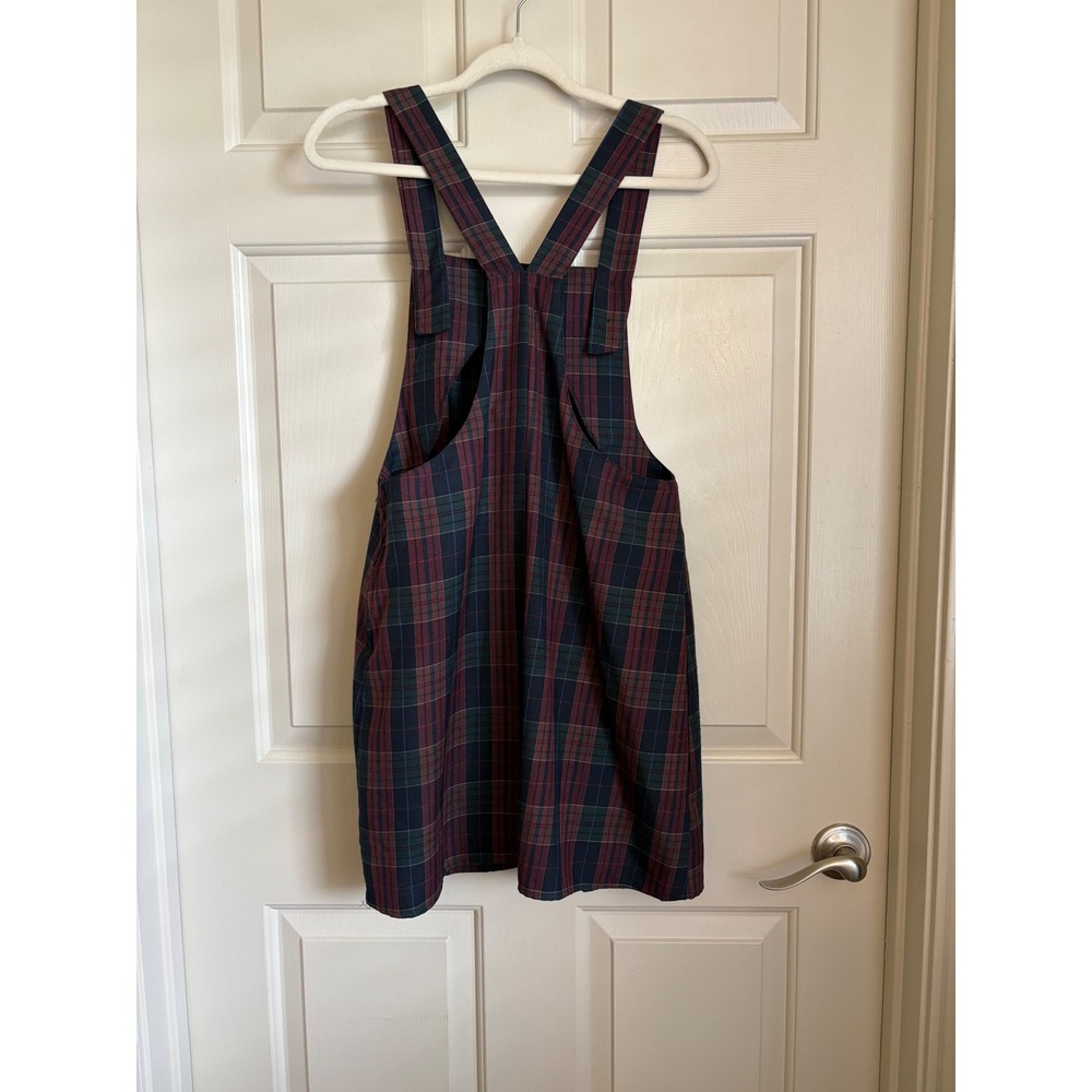 Vintage Paris Sport Club Plaid Pinafore Overall Mini Dress Size M Dark Academia - Picture 6 of 9